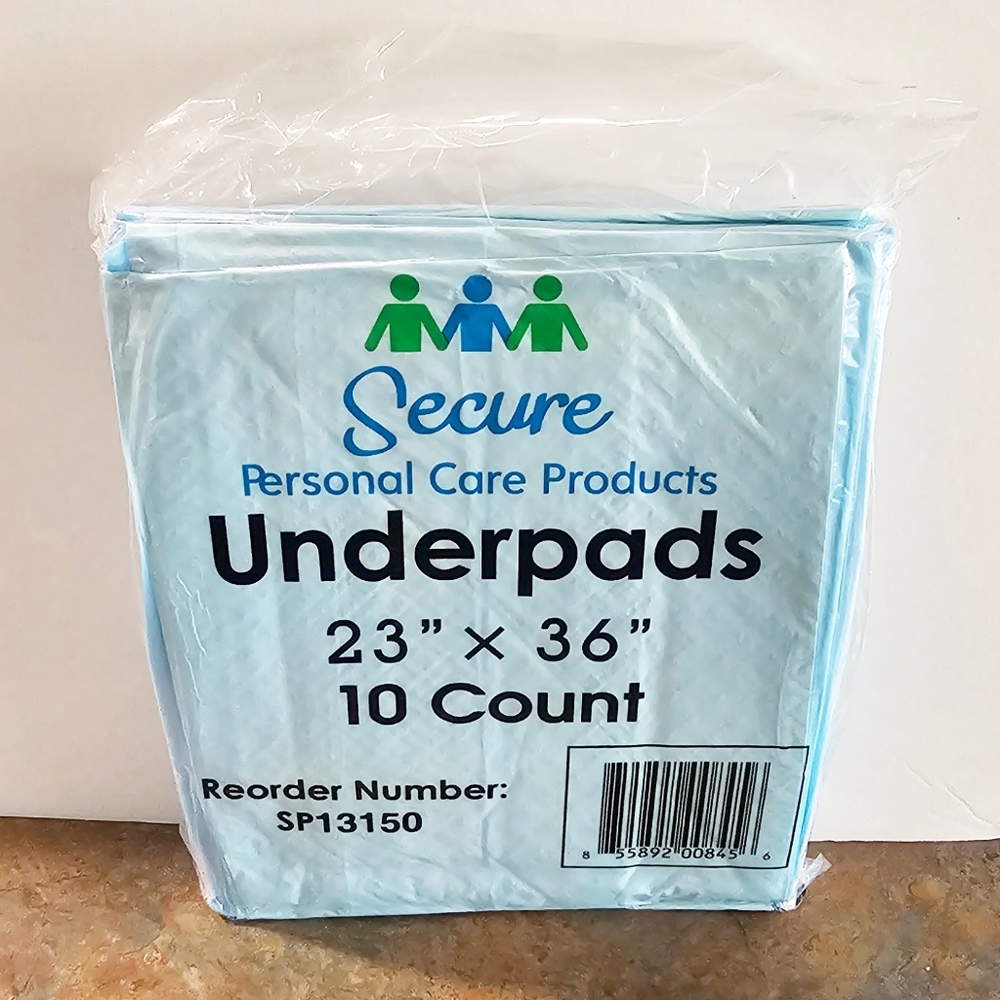 NIP Lot Of 5 Secure Underpads 23" x 36" (10) Count Each